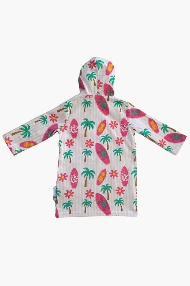 Kids Palm Surf Hooded Towelling Robe 7-11Y - Image 3