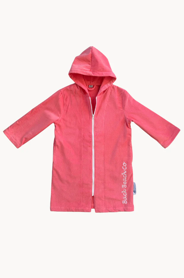 Kids Salty Peach Hooded Towelling Robe 7-11Y - Image 2