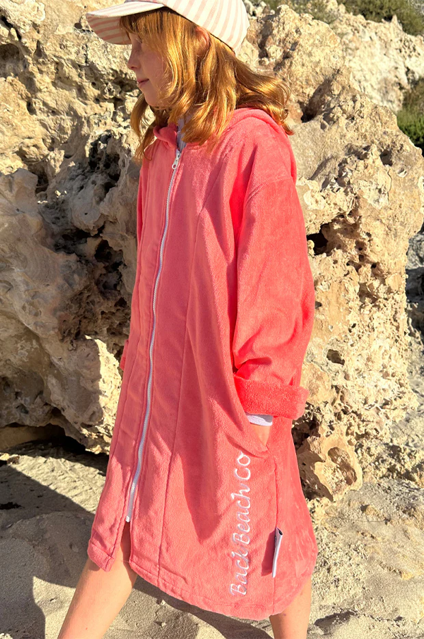 Kids Salty Peach Hooded Towelling Robe 7-11Y - Image 6