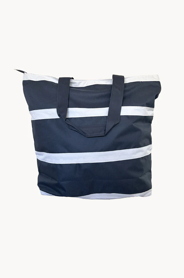 Block Stripe Nylon Beach Bag