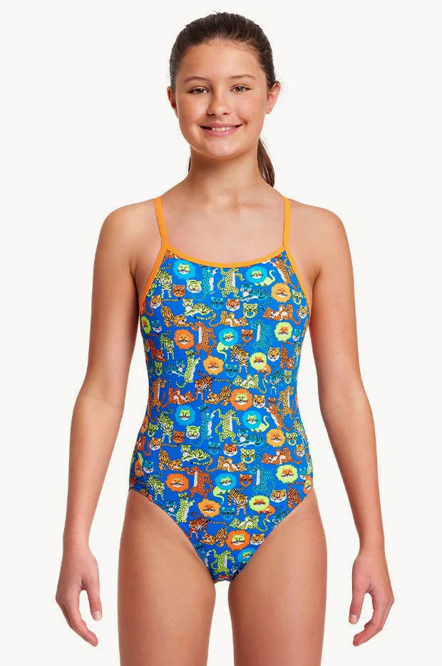 Girls Big Cat Bash Diamond Back One Piece