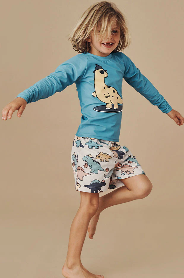 Toddler Boys Surfin' Dino Long Sleeeve Suntop