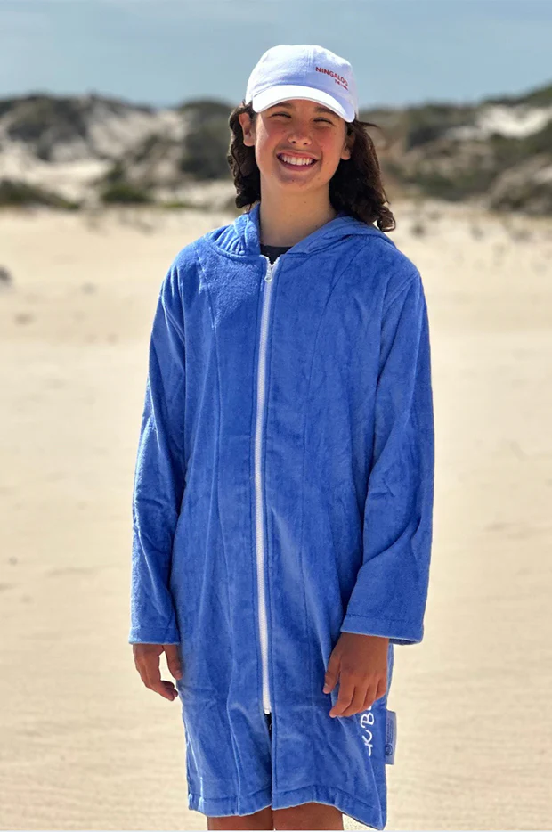 Kids Blue Riptide Hooded Towel Robe 3-5Y - Image 5
