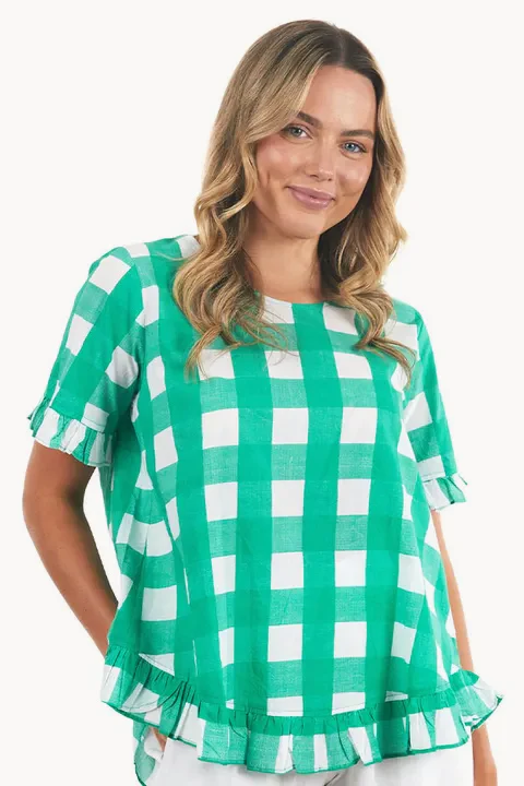 Gingham Frill Top