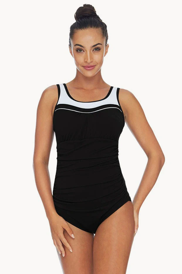 Ruched Scoop Neck One Piece