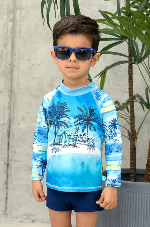 Boys Shipwrecked Long Sleeve Suntop Set