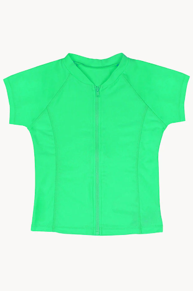 Girls Short Sleeve Zip Suntop