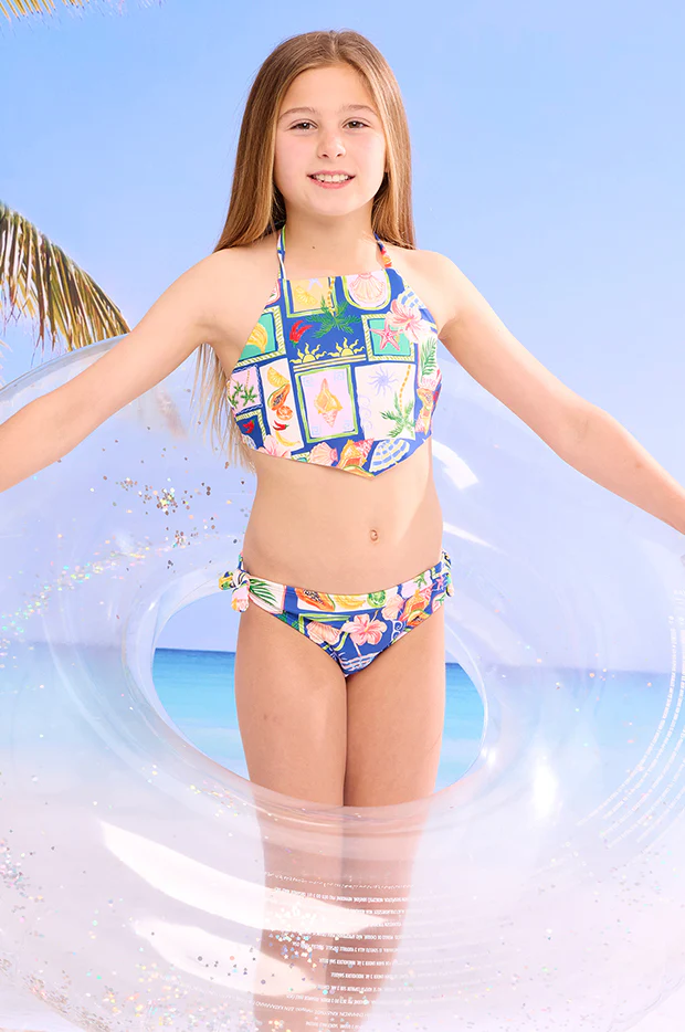 Girls Postcards Scarf Crop Set