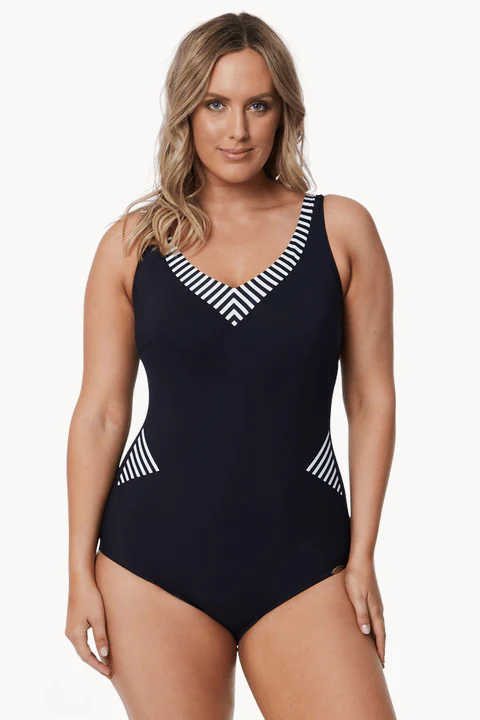 E Cup Stripe Trim One Piece